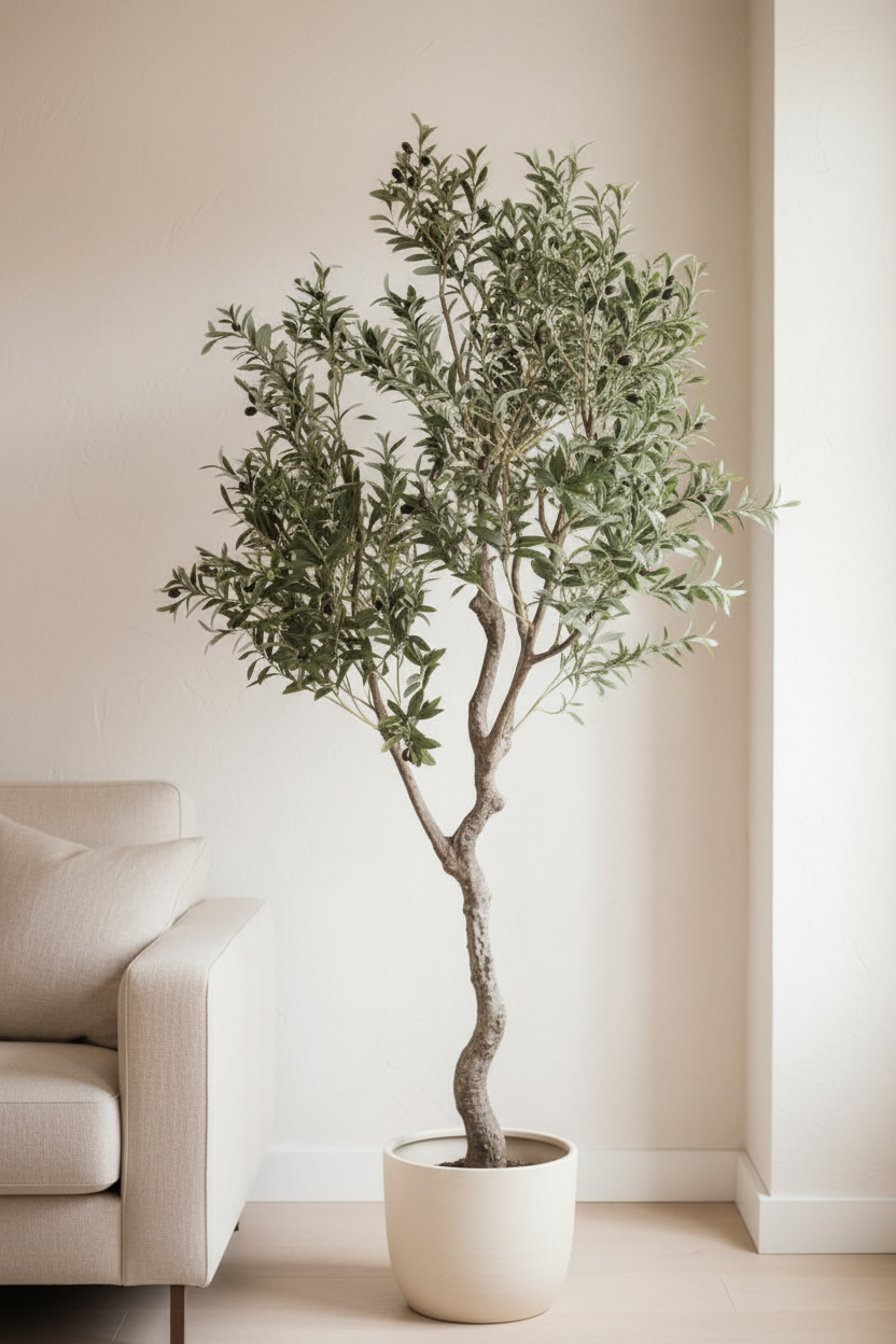 Large Artificial Olive Tree 94" Tall In Pot